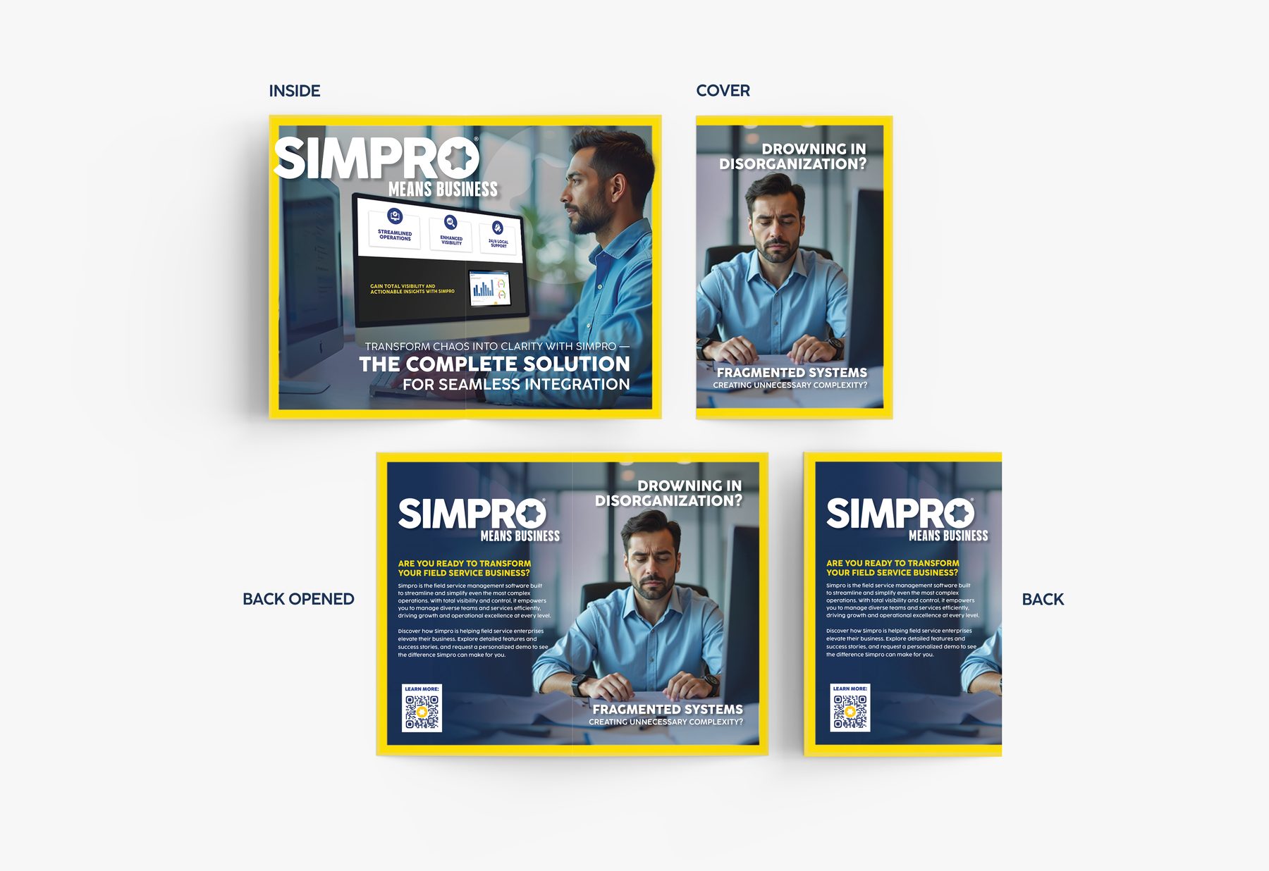 Folded direct mailer: Simpro means business